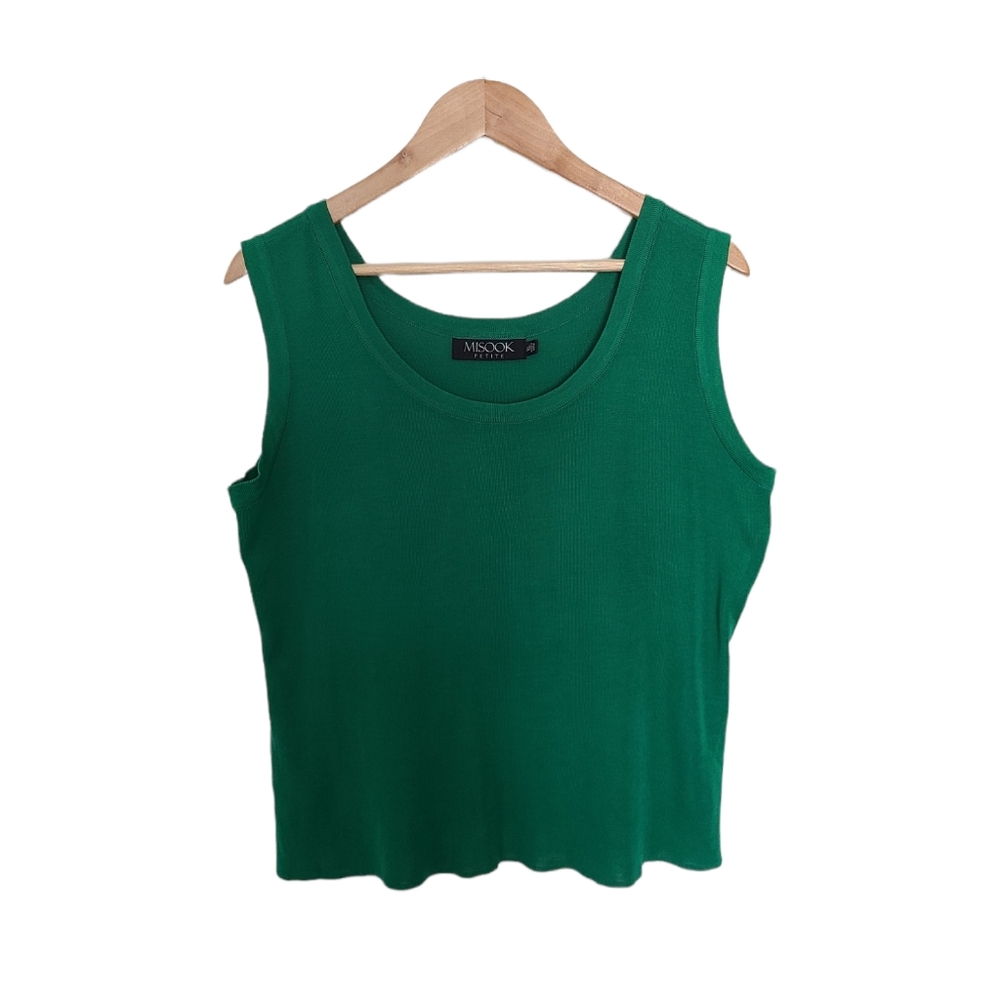 Misook Green Ribbed Tank Top - Picture 7 of 7